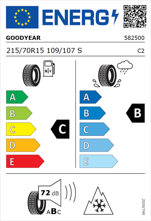 Tyre Label for Goodyear EfficientGrip Cargo 2 215/70R15 109/107S